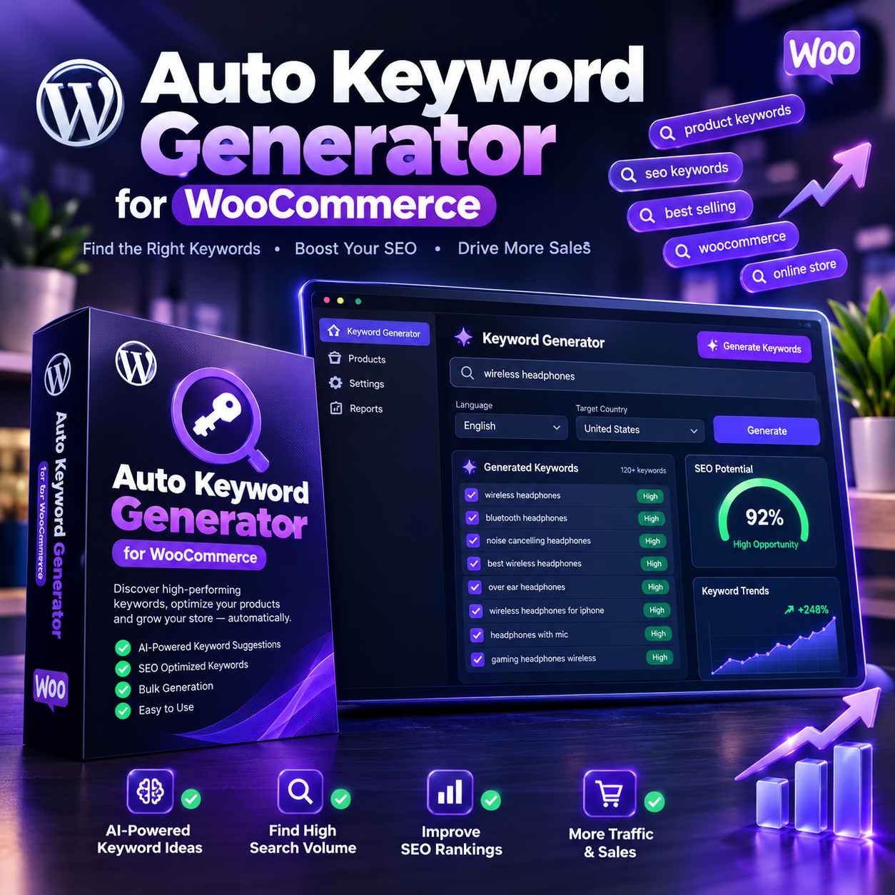 Auto Keyword Generator Easy Keyword Generator & Auto SEO Fix for WooCommerce - Image 1